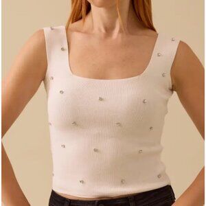 Stone Detailed Tricot Tank Top no size. Fits small / medium
